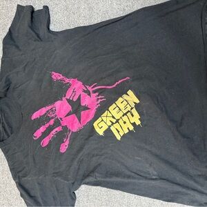 Green Day Black T-Shirt with Pink and Yellow Design